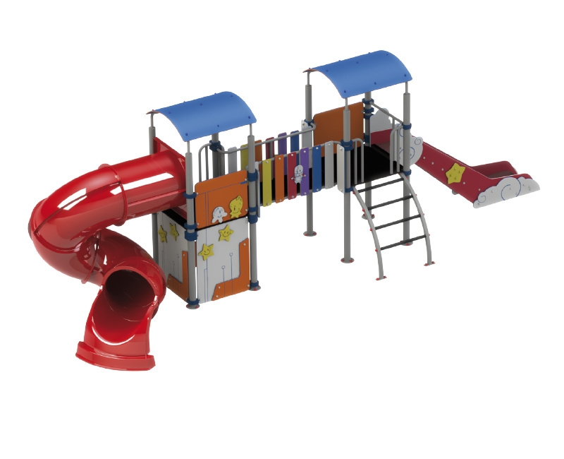 Parque infantil conjunto con tobogan cerrado